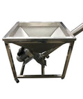 Heavy Duty Vibrating Hopper Feeder Sleek Stainless Steel Auto Screw Conveyor with motor, designed for smooth powder flow.
