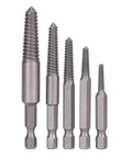 Cr-Mo Steel Screw Extractor Kit 5-Piece Fine Teeth Tool Set For Stripped Broken Rusty Bolts And Damaged Screws Heavy Duty Removal Gear For Garage Pros, five sizes
