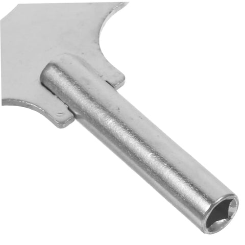 Close-up of Rugged Pro Grade Steel Clock Winding Key For Wall And Alarm Clocks, showing durable steel construction.