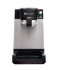 Front view of My Café Single Cup Multi-Use Coffee Brewer For Coffee Tea And Loose Leaf, Black SST Finish, stainless steel tank.