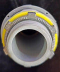Solid Grip Eight Piece 1 Inch PVC Liquidtight Straight Conduit Fittings For Flexible Electrical Wiring With Steel Locknuts And Tight Seal Gaskets showing detailed view of a connector with yellow seals.