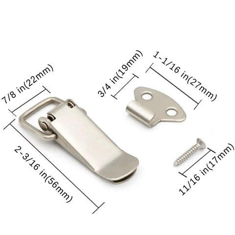 Stainless Steel Spring Loaded Toggle Latch 4 Pack Dope Cabinet Box Chest Lock Clips With Premium Screws dimensions shown
