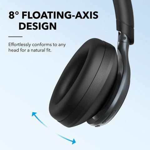 Space One Active Noise Cancelling Headphones With 40 Hour Battery LDAC Hi Res Wireless Audio Bluetooth 5.3 8° floating-axis design.