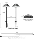 Diagram of 4 Pack Dusk To Dawn Outdoor Pathway Lights With Dimmable LED, showing size and extension cable, IP65 waterproof.