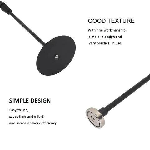 Heavy Duty Steel Firewood Measuring Tool With Rock Solid Magnetic Base For Chainsaw Bar Mount Dead Nuts Secure Wood Length Gauge Quick Adjust, showing the magnetic base and steel ruler.