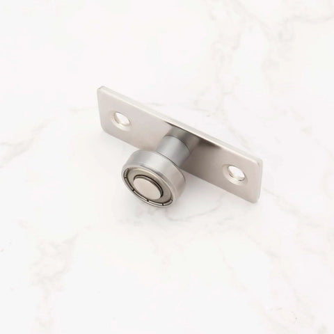 Sliding Door Roller Guide Kit With 17mm Ball Bearing Wheels, metal mounting plate for barn doors, visible on a marble surface