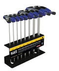 Ball End T Handle Hex Key Set, 8-Piece Metric Allen Wrenches, 2 to 10 mm, in black stand, ergonomic soft grip handles