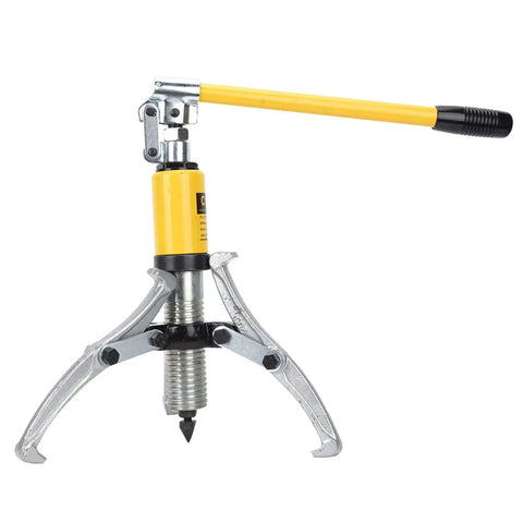Heavy Duty 5 Ton Hydraulic Gear Puller And Bearing Separator Tool Kit With Three Jaw Setup For Garage Hub And Gear Removal Using 200 Mm 140 Mm Height And 50 Mm Pump Stroke Capacity For Tough Jobs In Home Or Local Garage Shops Now, yellow steel