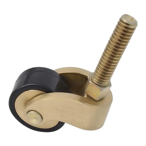 Hella Sturdy Solid Brass Stem Casters With Antique Gold Finish 7MM Slick Swivel Wheels for smooth rolling furniture.