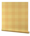 Top Shelf Buffalo Check Gold Metallic Wallpaper With Fibrous Texture For High End Indoor Spaces Paste The Wall Application Eco Friendly And Made In America Type I Wallcovering Class A Fire Rated, shown in a rolled format.