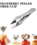 Easy Pineapple Eye Clip And Peeler Kit With Stainless Steel Cutter And V Shape Cutter For Pineapple Slicer And Seed Remover, shown with fruits.