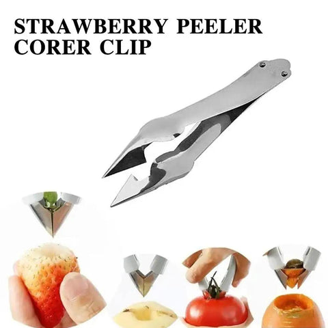 Easy Pineapple Eye Clip And Peeler Kit With Stainless Steel Cutter And V Shape Cutter For Pineapple Slicer And Seed Remover, shown with fruits.