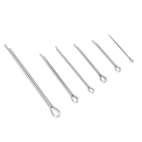 Heavy Duty Straight Shape Cotter Pins Kit 410 Pieces Galvanized Steel Assortment for Trucks showing six sizes of pins