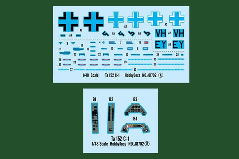 Decals for Ta 152C1 German Fighter Aircraft Model Kit In 1 48 Scale With Photo Etch Parts Decals And Pro Grade Painting Guide