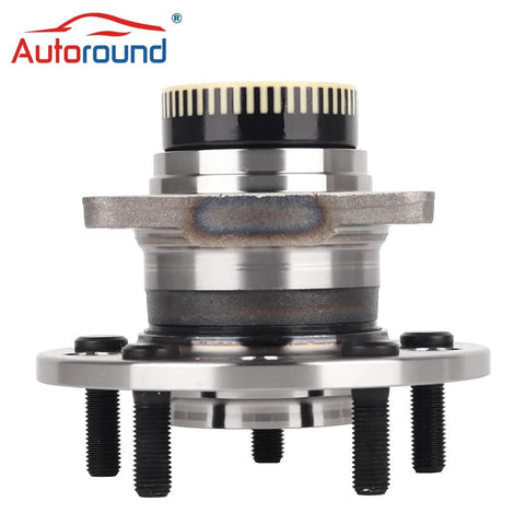 Rear Wheel Hub And Bearing Assembly With ABS For Hyundai And Kia OEM Replacement Fits Sonata 2010-2014, Tucson 2010-2015, Optima 2011-2015, Sportage 2011-2016, Azera, Cadenza, Rondo, 5 Lug, Flange 5.83 In, Bolt Circle Replacement shown from front view