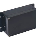 Heavy Duty Rock Solid IP65 Waterproof ABS Plastic Project Box For DIY Electronics And Power Supply Enclosure With Pre Drilled Mounting Holes Built Tough Black, side view.