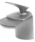 Wave Single Lever Waterfall Lav Faucet In Brushed Nickel, Solid Brass Pro-Grade Build, High-Pressure Ceramic Cartridge, side view