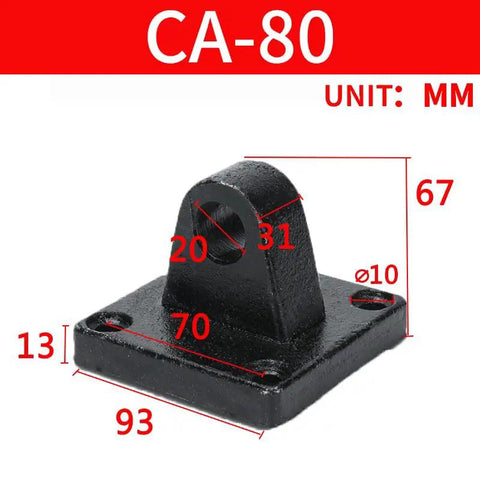 CA Series Link Base Single Ear Mounting Bracket For Pneumatic Cylinders CA80 Iron Mounting Accessory with measurements