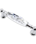 Two Pack 3.78 Inch Glass Dresser Drawer Handles With Clear Crystal Look Pull Knobs In Chrome Metal Finish, 96mm Center To Center