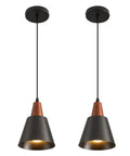 Top Tier Black Pendant Lights Set Of Two Slick Wooden Dome Fixtures For Kitchen Island Or Rustic Barn. Black wood dome lamp fixtures.