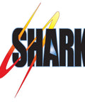 Logo of SHARK with stylized red and yellow lightning effects, emphasizing speed and power.