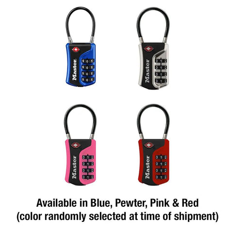 Set Your Own Combination TSA Approved Luggage Lock For Travel Security, 1 Pack, Colors May Vary, showing blue, pewter, pink, red padlocks