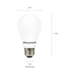 LED Light Bulbs 60W Equivalent A19 Frosted Easy Install Eight Point Five Watt 800 Lumens Bright White Medium Base Four Pack Energy Saving Go To Home Lighting Long Lasting bulb dimensions.