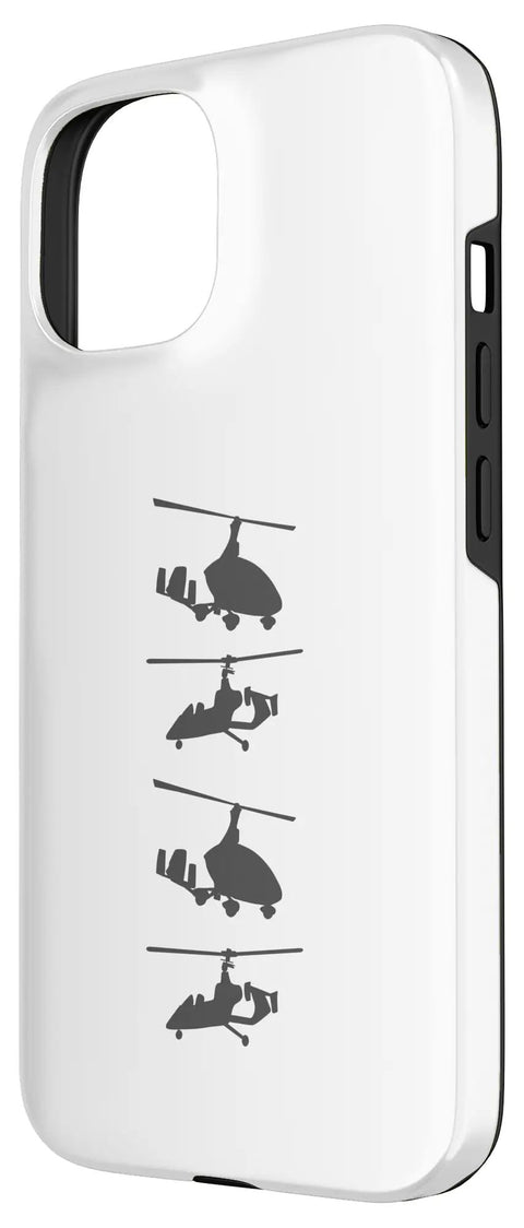 Gyroplane Silhouette IPhone 15 Case for Gyrocopter Autogyro Pilots And Aviation Fans Durable Protective Cover angled view