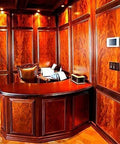 Wood Dye - Aniline Dye 5 Color Kit; wood stain powder shown in a dark mahogany wood-paneled office with curved desk