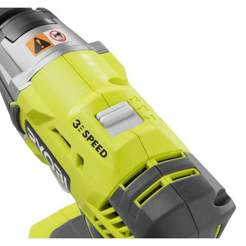 Close-up of 18V Cordless Impact Wrench Half Inch, 3 Speed, detail of speed settings and grip, renewed power tool only.