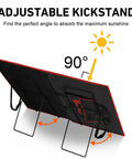 Solar Panel Tilt Mount Stand For Foldable Panels with adjustable 90-degree stainless steel bracket for sun tracking.