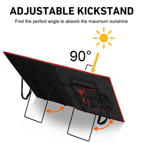 Solar Panel Tilt Mount Stand For Foldable Panels with adjustable 90-degree stainless steel bracket for sun tracking.