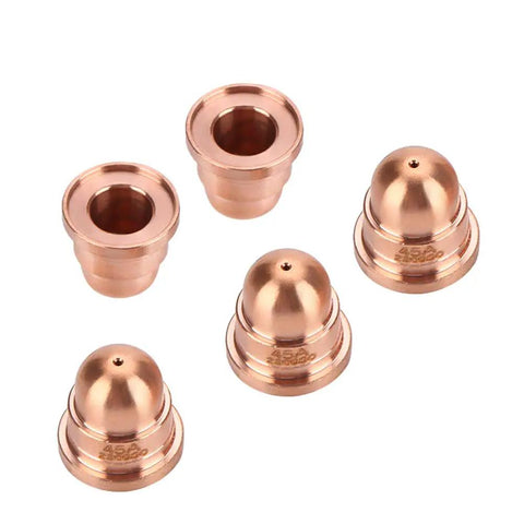 Premium 5 Pack Plasma Cutter Nozzles Model 220930 For MAX65 Torch Tips, copper nozzles for heavy duty metal cutting.