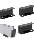 Heavy Duty Under Desk Laptop Mount Holder Screw Clamp Design showing multiple gray brackets for secure mounting of devices.