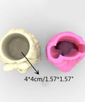 Girl Flower Pot Mold Silicone Planter And Candle Holder For Concrete And Epoxy Resin Craft, pink silicone mold and finished pot.