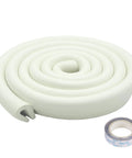 U Shaped Foam Edge Protectors For Baby Safety, 6.5 ft long white rubber padding coil with adhesive tape for home use.