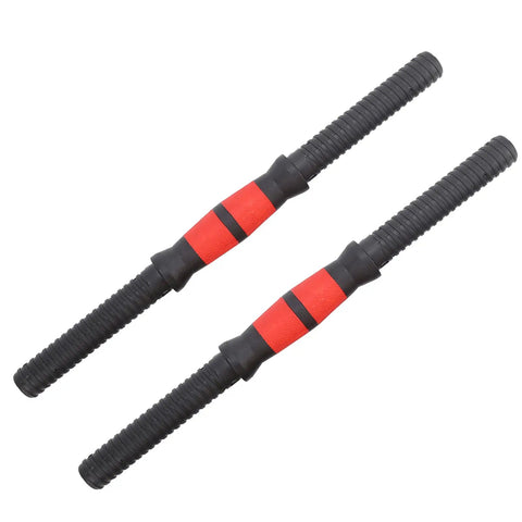 Pair of 40cm dumbbell handles with anti-slip rubber grips and 4 star lock nuts for home gym weight lifting, durable and easy install equipment.