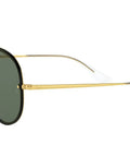 Blaze Aviator Sunglasses For Unisex, Gold Frames With Dark Green Lenses, 61 Millimeter Size, Non Polarized Plastic Lenses, Side View