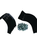 Replacement Complete Tiller Tine Set With Hardware For Horse And Pony Tillers Fits Most Models Heavy Duty Steel Easy Install Restores Tilling Power And Garden Ready To Roll, showing black steel tines and hardware