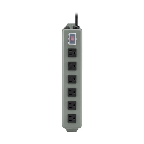 Heavy Duty Power Strip With 6 Right Angle Outlets In All Metal Housing Mountable On Wall Or Under Desk 15 Foot Extension Cord