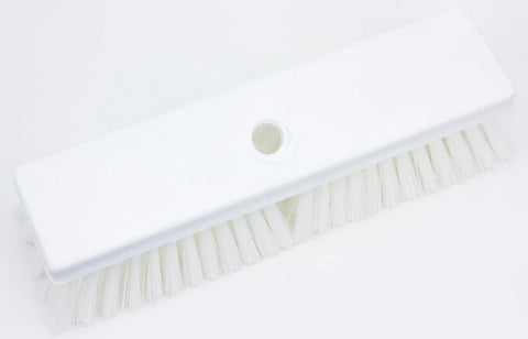 Replacement Ten Inch Floor Scrub Brush Head With Acme Standard Thread Fitting Durable Polybutylene Bristles Badass Heavy Duty Deck Cleaner For Commercial Spaces Hospitals And Garages Built Different To Handle Daily Mess White, featuring bristle detail.