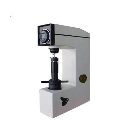 Workhorse Manual Rockwell Hardness Tester Machine For Metal Analysis Dial Direct Readout Desktop Testing Rig High Precision Industrial Hardness Gauge showing digital display and rugged design.