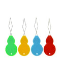Front view of 4 random color gourd-shaped needle threaders from a 30 Piece Gourd Shaped Needle Threaders Set for Sewing and Crafting.