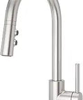 Pull Down Sprayer Kitchen Faucet With High Arc Stainless Steel Finish Single Handle No Fuss Modern Sink Faucet side view