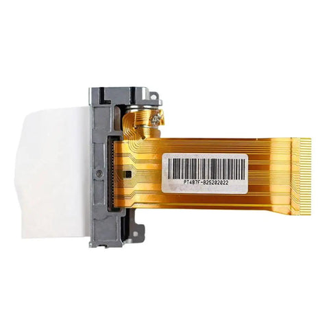 Top Shelf 58mm Thermal Print Head PT487F Direct OEM Replacement for 2 Inch Cash Register Printer side view with gold ribbon.