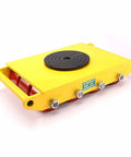 Heavy Duty P U Roller Machinery Skate Dolly For Moving Industrial Equipment With 360 Degree Rotating Tray top view showcasing yellow design and PU rollers.