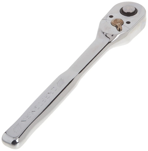 Half Inch Drive 72-Tooth Pear Head Ratchet Wrench With Chrome Finish, Minimal Arc Swing, Large Size Markings For Quick Identification