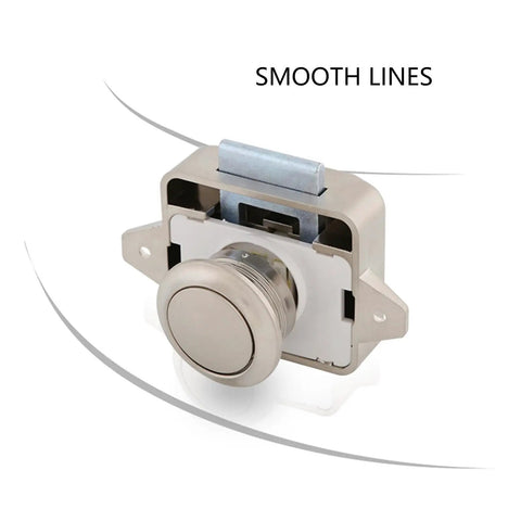 Keyless Button Latch For Campers And Furniture Push Cabinet Lock No Key Hassle 15 To 18mm Door Thickness Marine Grade Hardware