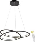 Modern LED Chandelier With Irregular Double Ring Pendant Lights Dimmable From 3 Percent To 100 Percent Color Temperature 3000K To 6000K Black Finish