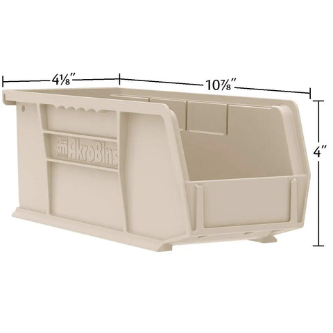 Plastic Storage Bins Stackable Organizer Set For Garage Pantry Craft Room Space Saver 11 Inch Long 4 Inch Wide 4 Inch High Stone Color